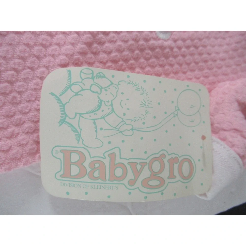 NEW Vintage Babygro Bunny Pajamas Baby Girl 12-17 LBS Pink Bodysuit